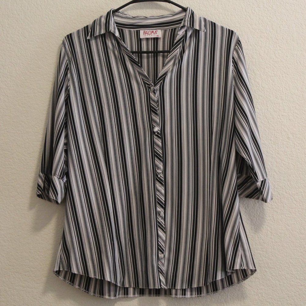 PALOMA CARMIN CASUAL BLACK AND WHITE BLOUSE SIZE S
